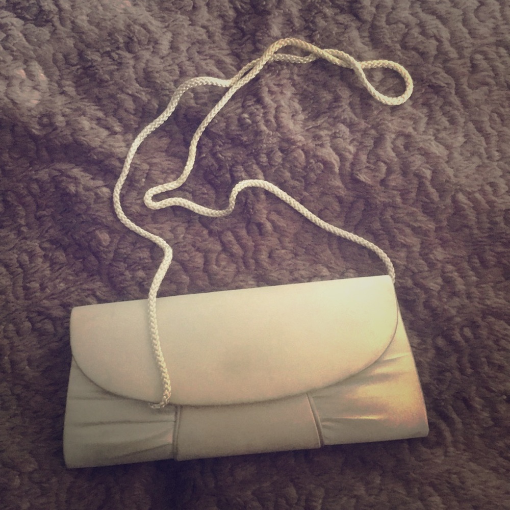 Satin silver clutch